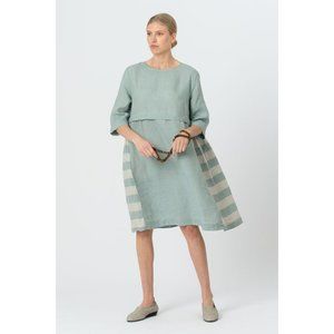 Moss Linen Designer lagenlook dress with pockets size Large NEW